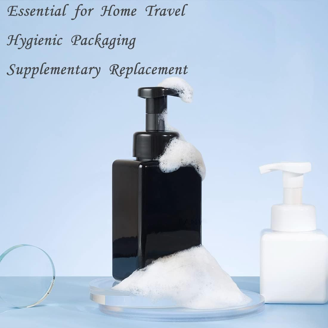 Foaming Soap Dispenser, 450Ml(16Oz) Refillable Modern Square Pump Bottle for Shampoo, Body Wash, Liquid Soap, PETG Plastic Empty Soap Dispenser for Kitchen, Bathroom, Hospital. 2 Pcs (Brown) image number 2