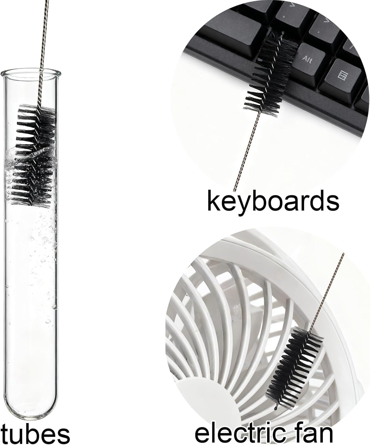 10Pcs Straw Cleaner Brush - Extra Long Pipe Cleaners & Bottle Brush Cleaner for Tumbler, Sippy Cup, Bottle and Pipes (Black)