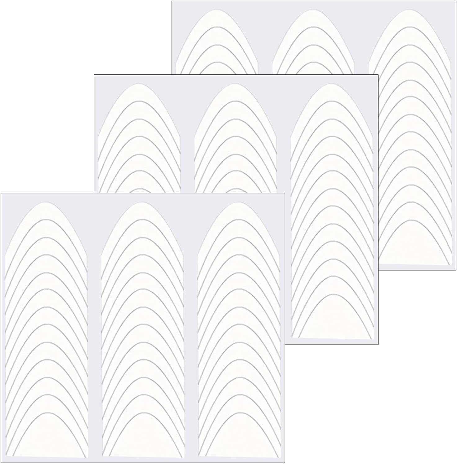 Jiimhte French Tip Nail Stickers,French Manicure Nail Strips 1368 Stickers | Decoration Stencil Tools French Manicure Strips Nail Stickers with Three Arc Moon Shapes for Salons image number 1