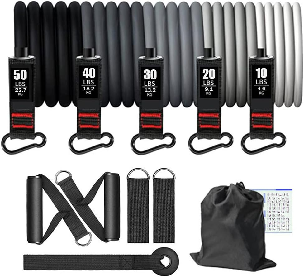 Resistance Band Set, Portable Rubber Pull Rope with Handle, Chest Muscle Training Fitness Exercise Resistance Band, Fitness Equipment Set for Muscle Training, Resistance Training, Physical Therapy.