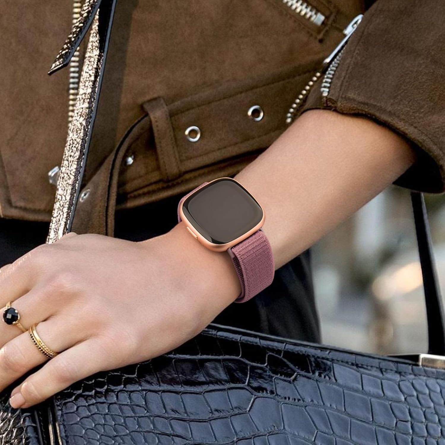 Nylon Bands for Fitbit Versa 4 Bands&Fitbit Versa 3 Bands, Fitbit Sense 2 Bands&Fitbit Sense Bands Women/Men, Soft Adjustable Breathable Solo Loop Braided Replacement Straps image number 4