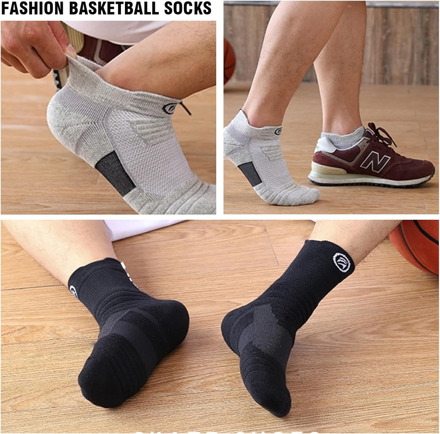 3 Pairs Compression Socks for Men Women, Breathable Thickened Socks anti Blister Sports Socks Comfortable Soccer Socks Cushioned Socks for Football Basketball Hiking Running image number 4