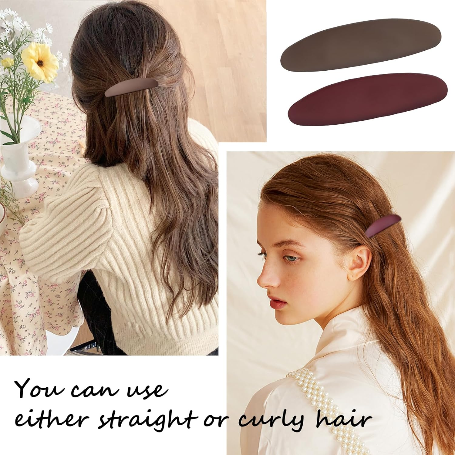 Pack of 5 Hair Clips, Hair Clips, Women'S Thin Hair, Automatic Large Classic Hair Clips, French Hair Clip, Tortoiseshell Hair Clips, for Fine Hair and Medium Thick Hair image number 5