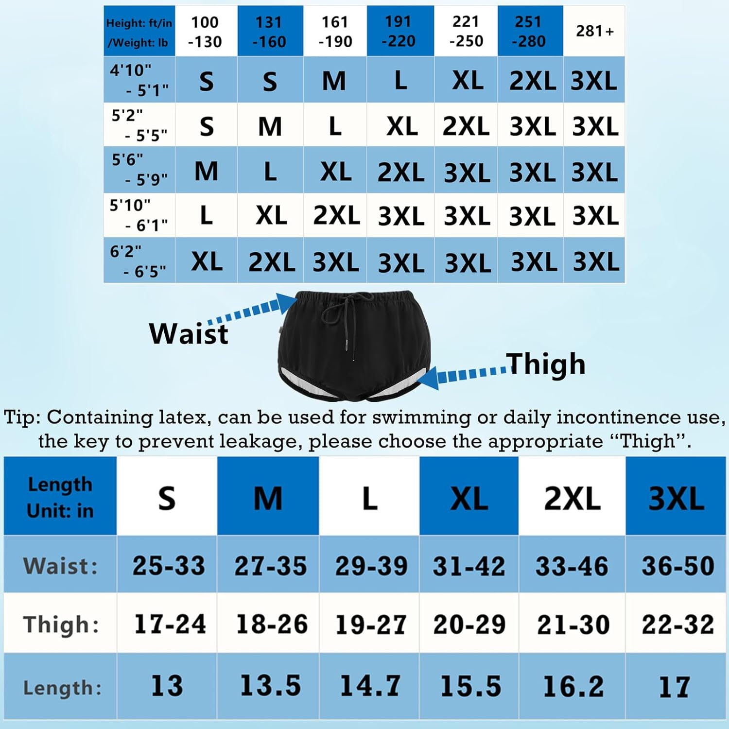 Reusable Adult Swim Diaper Special Needs, Incontinence Plastic Pants Cloth Diaper Cover, Waterproof Training Rubber Underwear（Black, XL image number 3