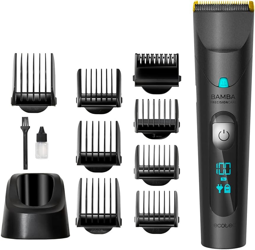Cecotec Bamba Precisioncare Wet & Dry Hair Clipper, Lithium Battery, 120 Minutes Battery Life, Titanium Coated Stainless Steel Blades, IPX6, Wired Mode, Includes 8 Combs image number 4
