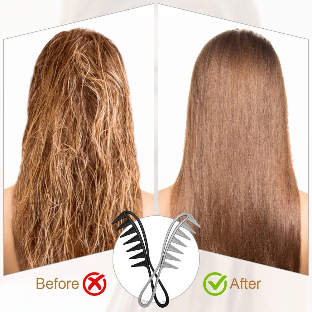 AOOWU 2 Pcs Wide Tooth Combs for Long Wet Curly Hair, Curly Hair Salon Barber Comb for Hairs Styling Detangling, Afro Hairscomb Salon Hairdressing Comb with Handgrip Heat Resistant Combs for Women image number 3