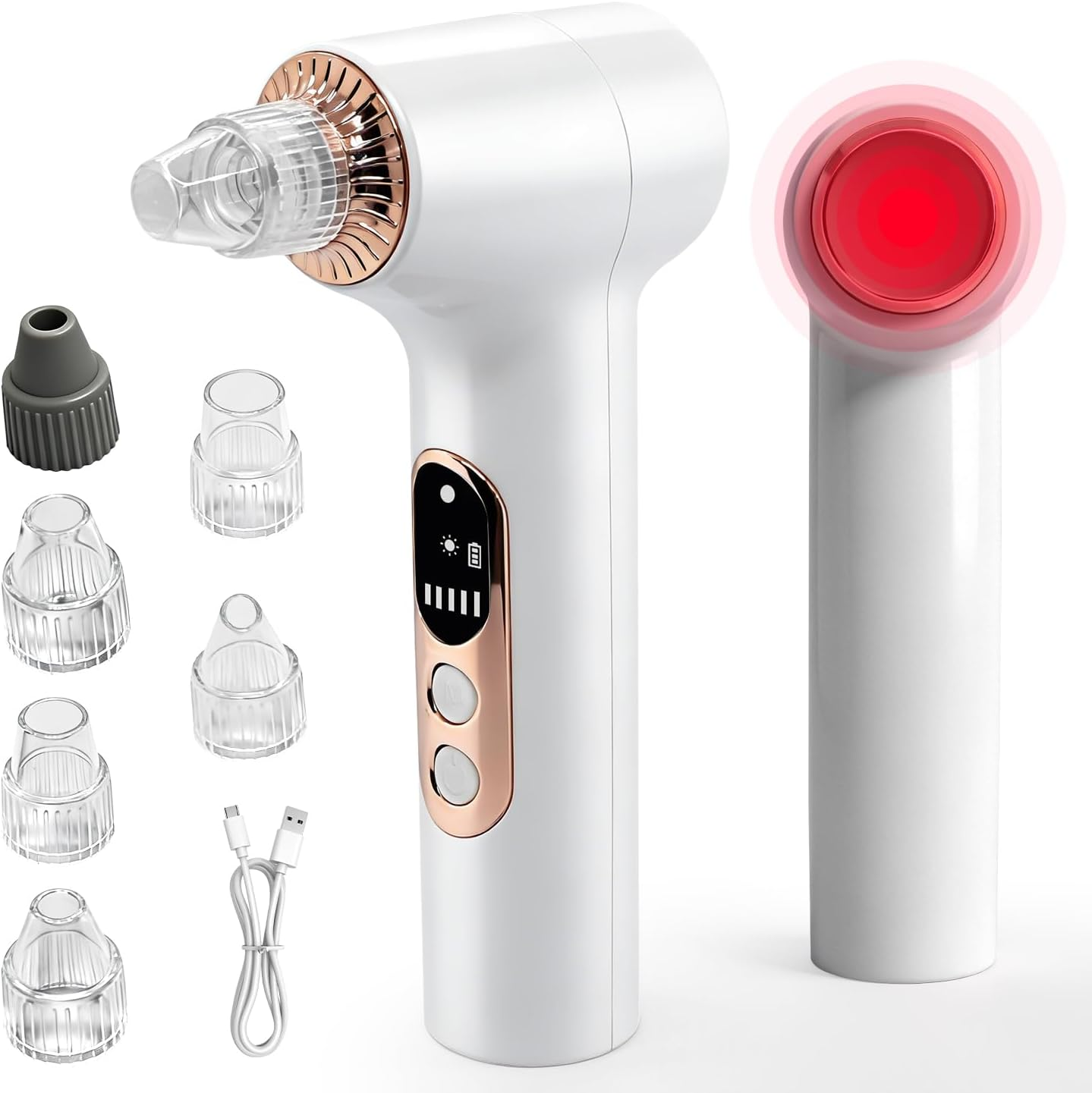 Yakiter Blackhead Remover, Pore Extractor Black Head Vacuum Remover with Heating, 5 Adjustable Suction Levels, 6 Replaceable Heads, Comedone Extractor Kit for Face Deep Cleansing (Gold) image number 1