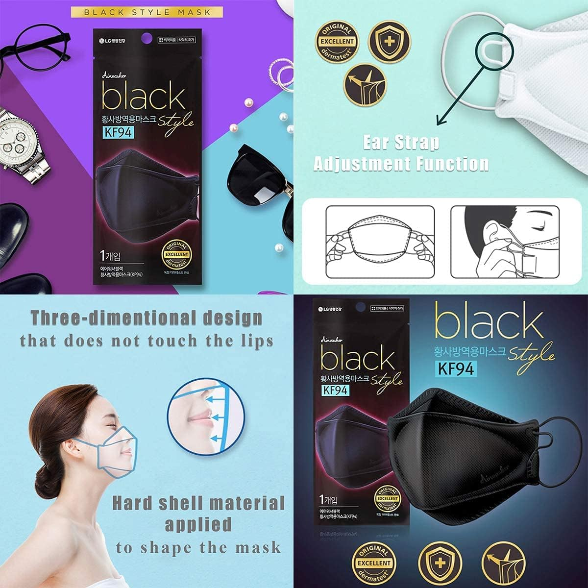 Airwasher] KF94 Disposable Face Mask - Made in Korea, White Breathable Reusable Face Mask, Individually Wrapped 4-Ply Adjustable Cloth Masks, 20 Pack image number 6