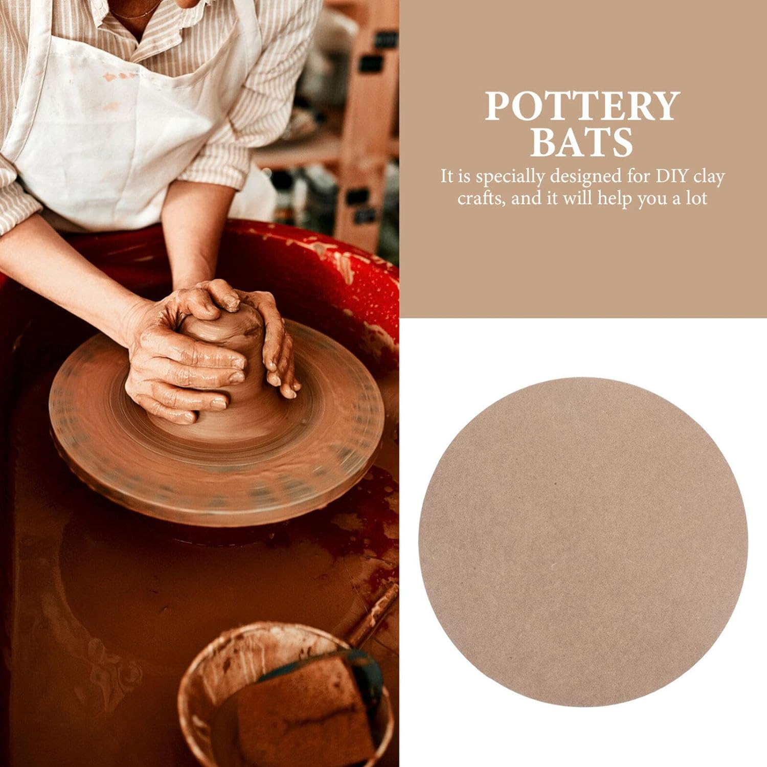 SEWACC Making Ceramics Balanced Bat round Fiberboard Pottery Wheel Bat Ceramic Arts Drying Board Holding Clay Board Balanced Pottery Tools for Clay Making Ics 30Cm