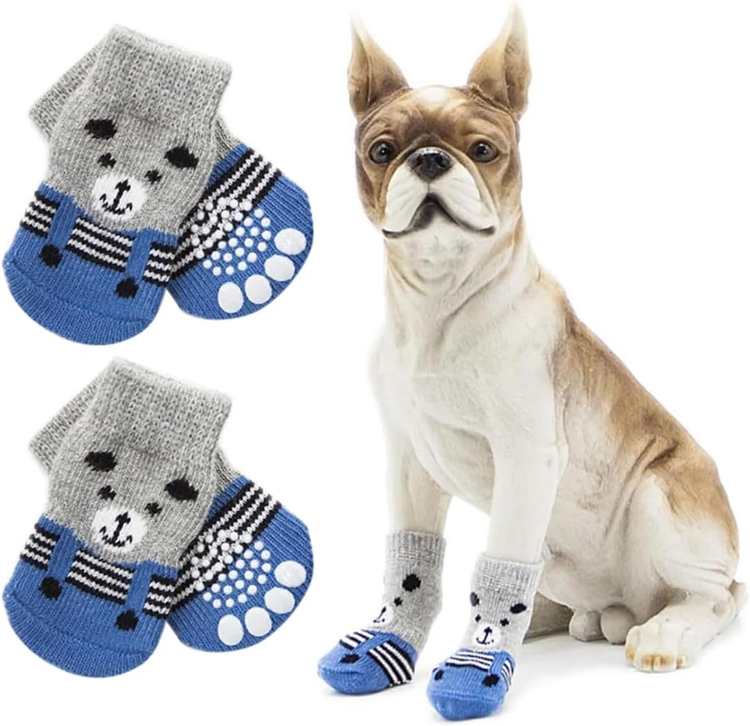 Indoor Non-Slip Socks for Dogs, 4 Pairs Pet Indoor Non-Slip Socks for Dogs and Cats, Dog Shoes, Paw Protection, Summer Pet Paws, Protection, Traction, Control Socks on Hardwood Floor image number 2