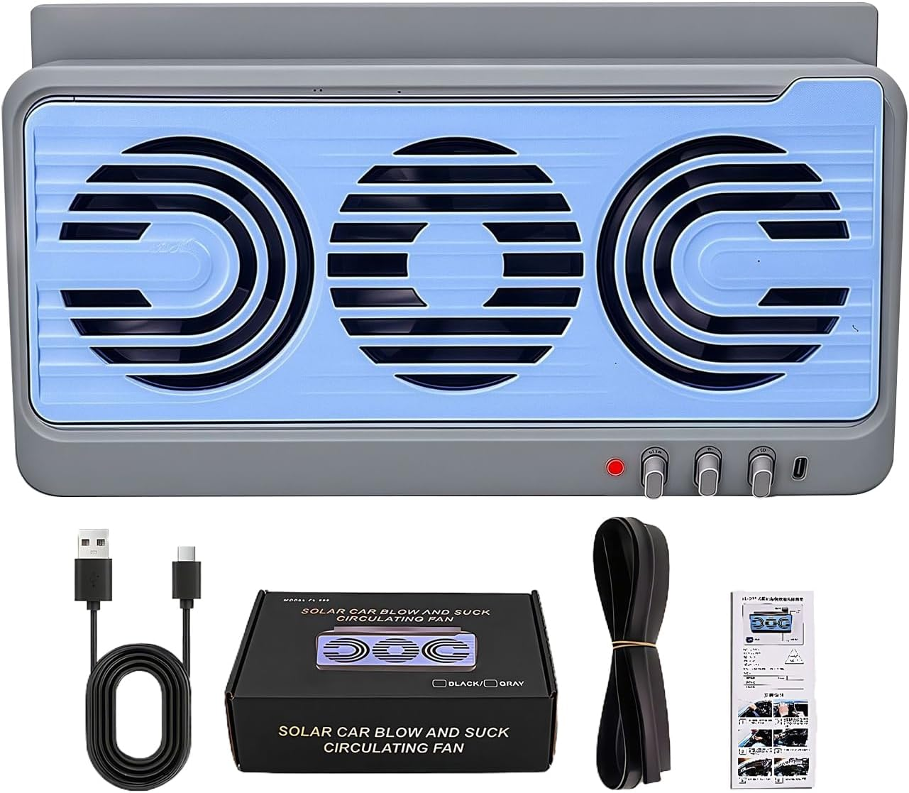 Solar Fan for Car Window,Vehicle Air Purifier Cooling Amplifier - Air Purification Cooling Device for RV Travel Vehicle Home Camping Truck