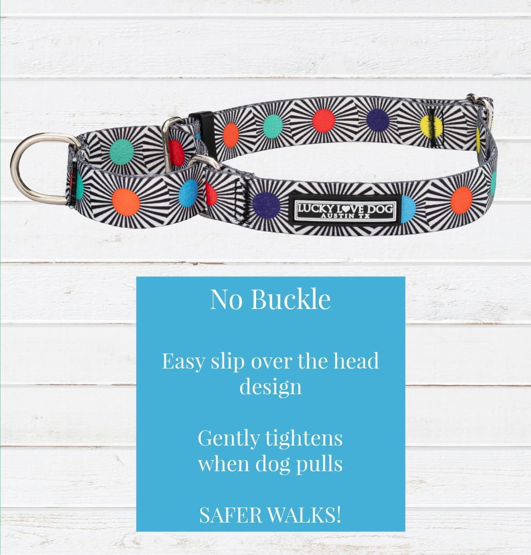 Lucky Love Dog, Adjustable Fun Style Martingale Collar for Dogs, Comfy & Bright Color, Premium No Slip Dog Collar - (Medium, SOCO Mart) image number 6