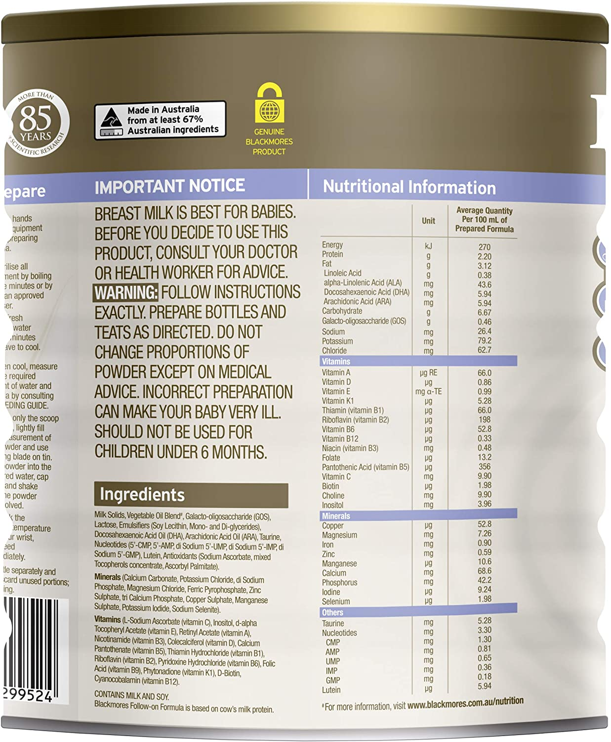 Blackmores Follow-On Formula, 900G image number 1