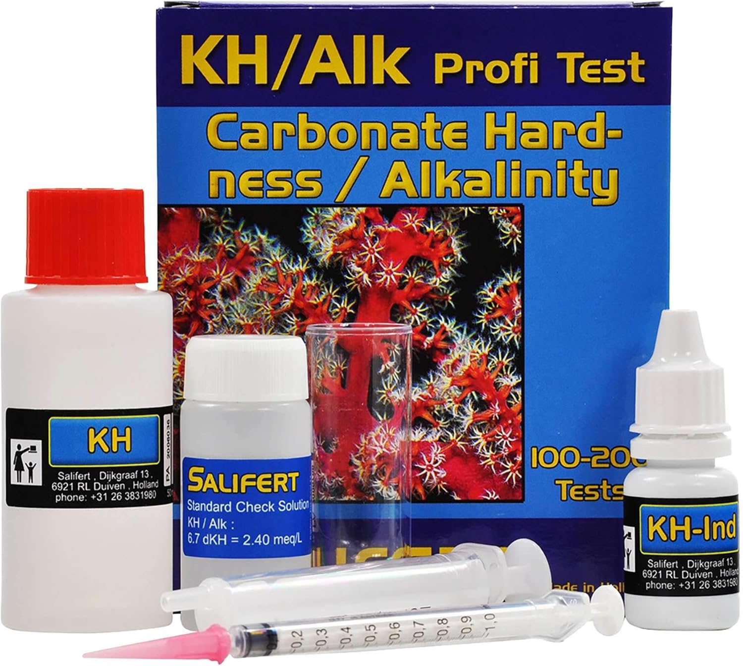 Salifert Carbonate Hardness & Alkalinity (Kh/Alk) Test Kit, 100-200 Tests