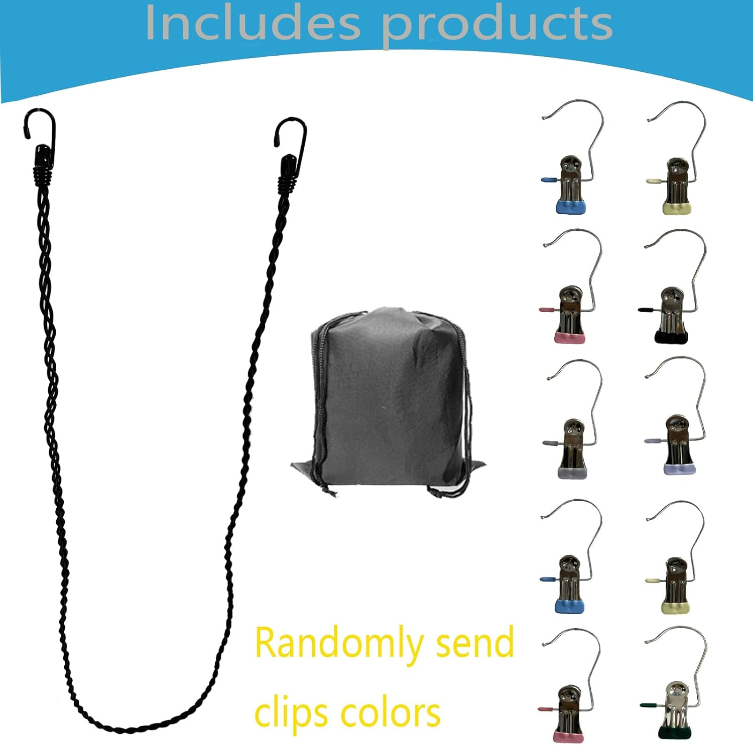 Retractable Portable Clothesline for Travel and Home, Tri-Braided Cord Clothes Line with 10 Windproof Clothes Clips, for Indoor Laundry Drying Line,Outdoor Camping Hanger Accessories