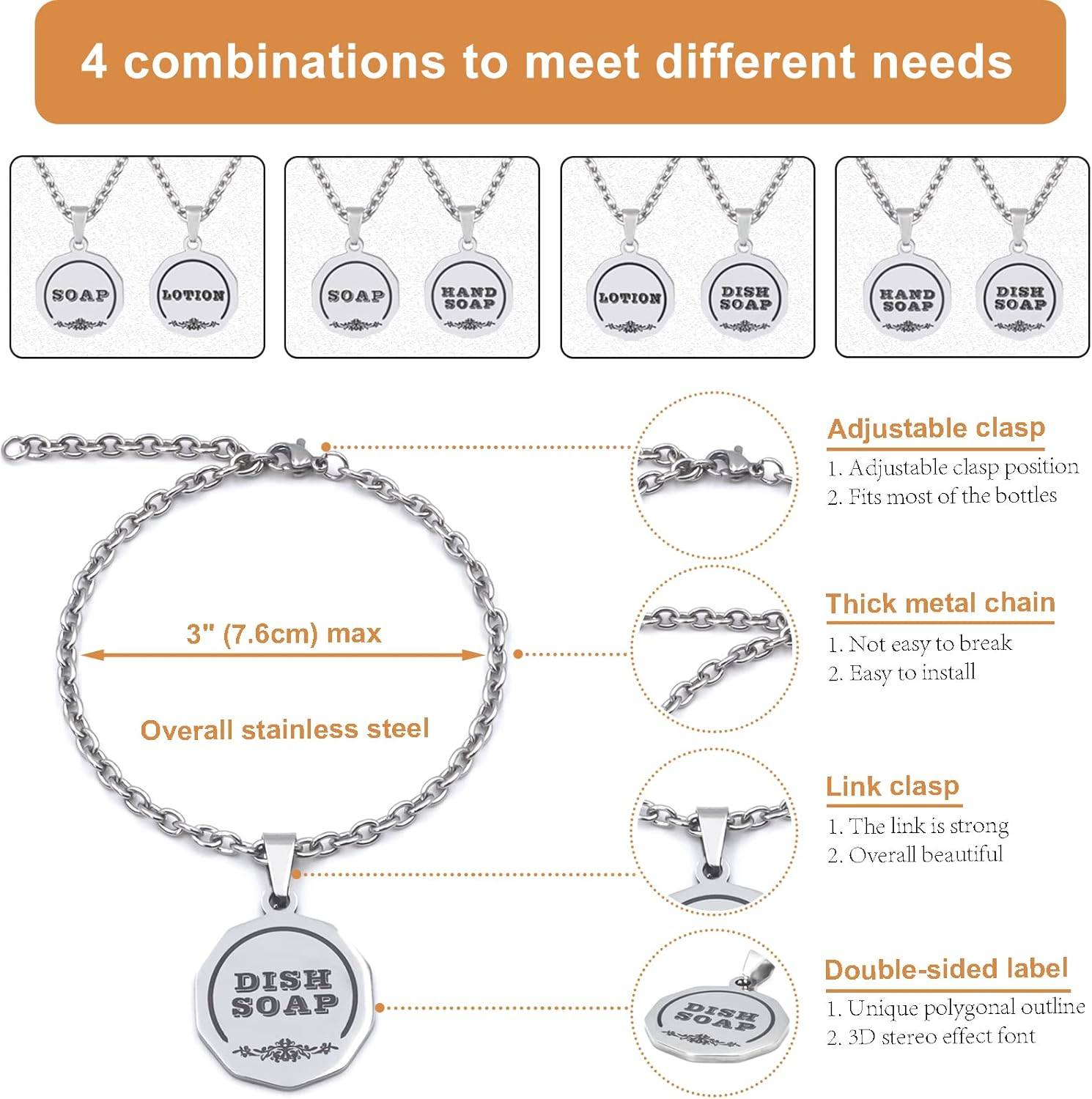 Mason Jar Soap Dispenser Set with 16 Ounce Mason Jar， Non-Slip Coaster, Made from Rust Proof Stainless Steel, Soap Labels (Silver+Metal Tags) image number 1