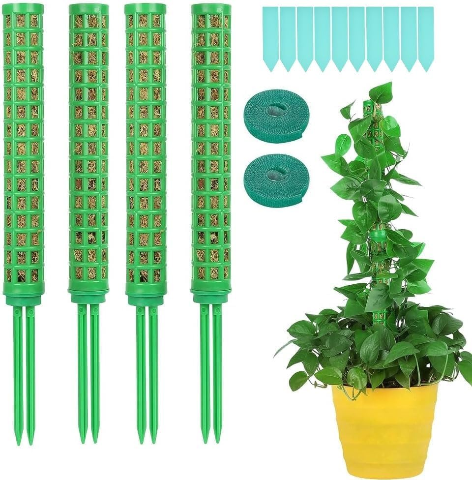 4Pcs Moss Pole for Plants Monstera, Stackable Green Mesh Moss Pole Plastic Plants Extendable Moss Sticks, Totem Pole for Plant Stakes and Supports Potted Plants Indoor Climbing Plants (Green) image number 1