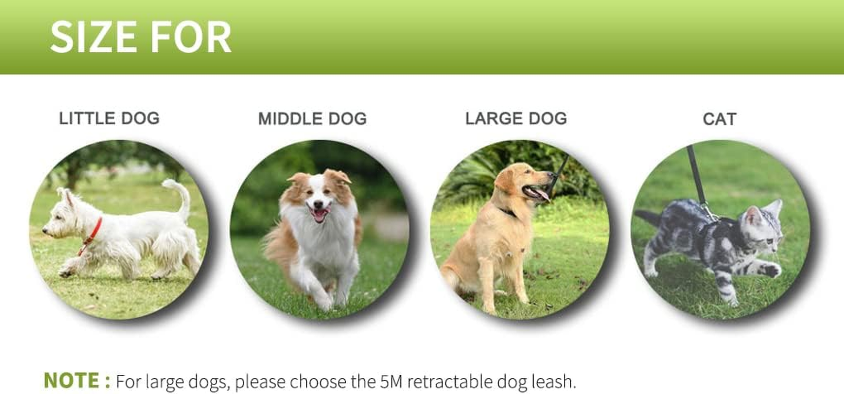 Retractable Dog Leash Lead with Dispenser and Poop Bags, Pet Walking Leash for Large Dog or Cat, Anti-Slip Soft Handle, Tangle Free, Reflective Nylon Tape(Black, 5 Meters, Max Load 50KG) image number 4