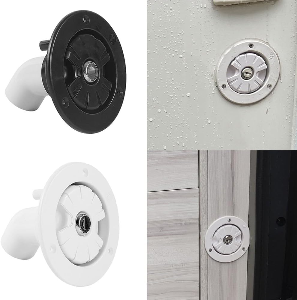 (White) Water Inlet Fill Dish Hatch Lock,Locking Water Cap,Car Fresh Water Lock Inlet Hatch RV Camper Filler Cap Tank for Caravan Motorhome,Water Filler Cap
