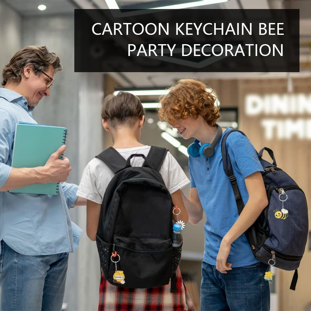 30 Pcs Bee Keychain Cute Mini Keyrings Silicone Cute Honeycomb Flower,Bee Honey Pots Keychain,Keychain Decoration,Party Favors Supplies (30 Pcs)