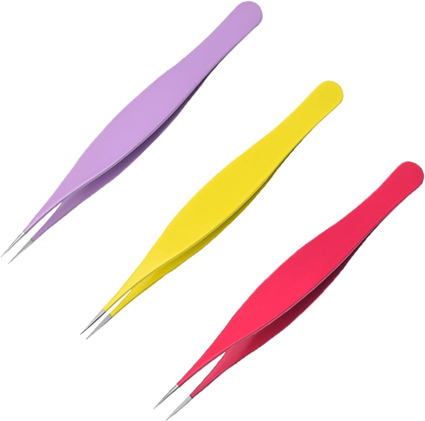 Luzcauwy Fine Point Tweezers 3 Pack Professional Precision Tweezers Stainless Steel Eyebrow Facial Hair Removal Tool for Splinters Ingrown Hairs Chin Hair Blackhead and Tick Removal for Women and Men image number 1
