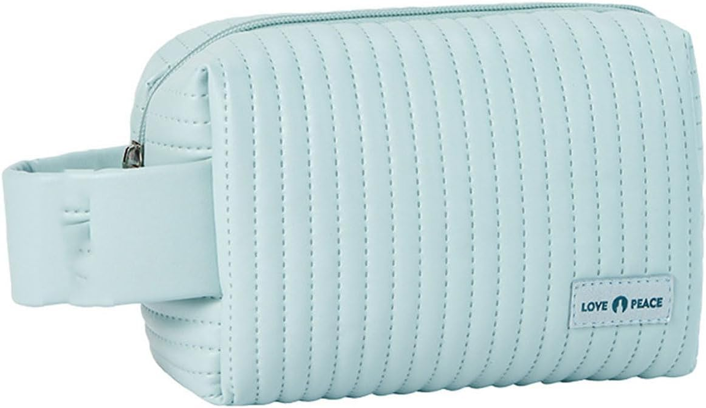 PU Cake Style Makeup Bag Large Capacity Travel Cosmetic Bag for Women Everything Cosmetic Bag Large Opening with Handle (Matcha Green)