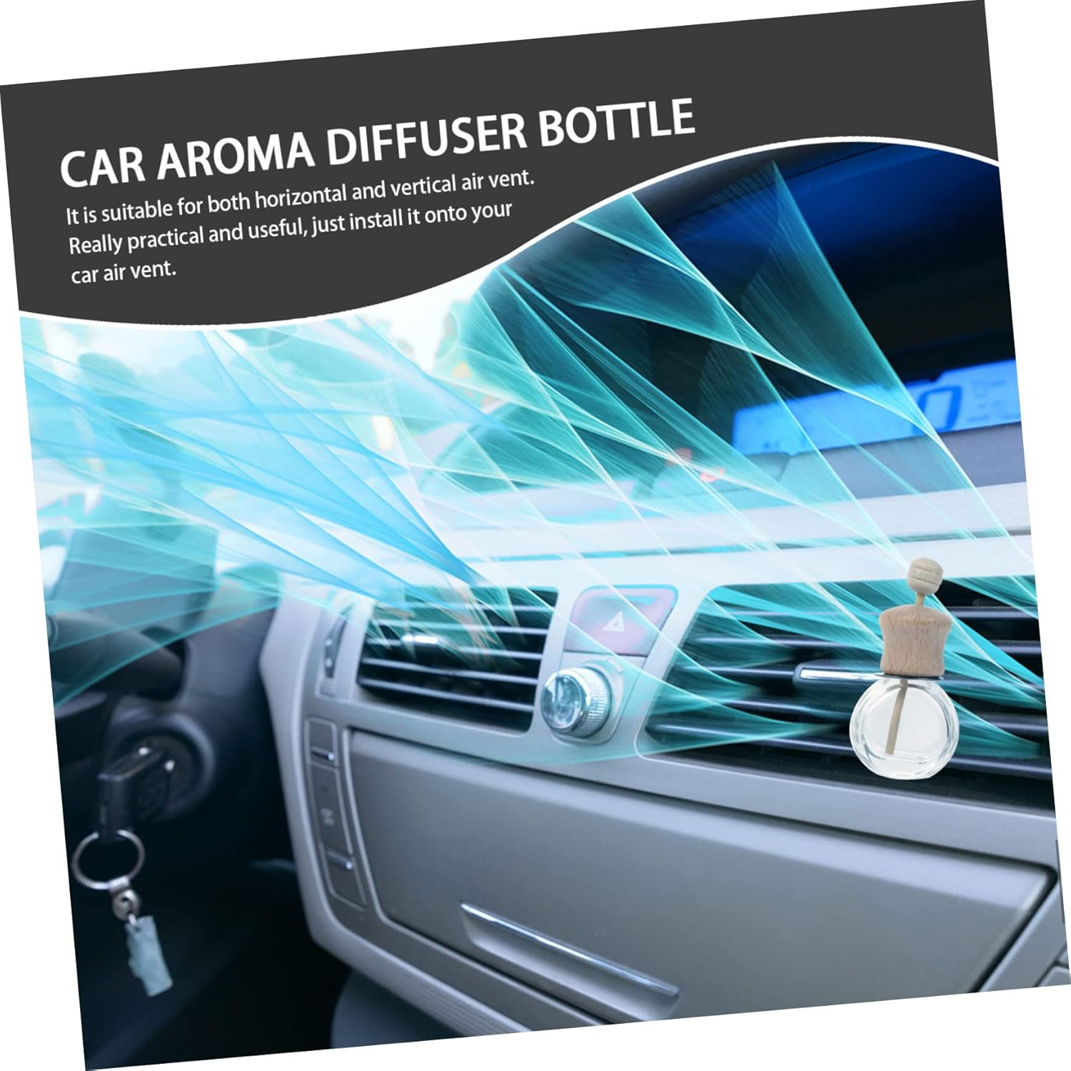 3Pcs Car Diffuser Bottles Essential Oil Aromatherapy Containers Wooden Lid Easy to Install for Refreshing Car Fragrance image number 2