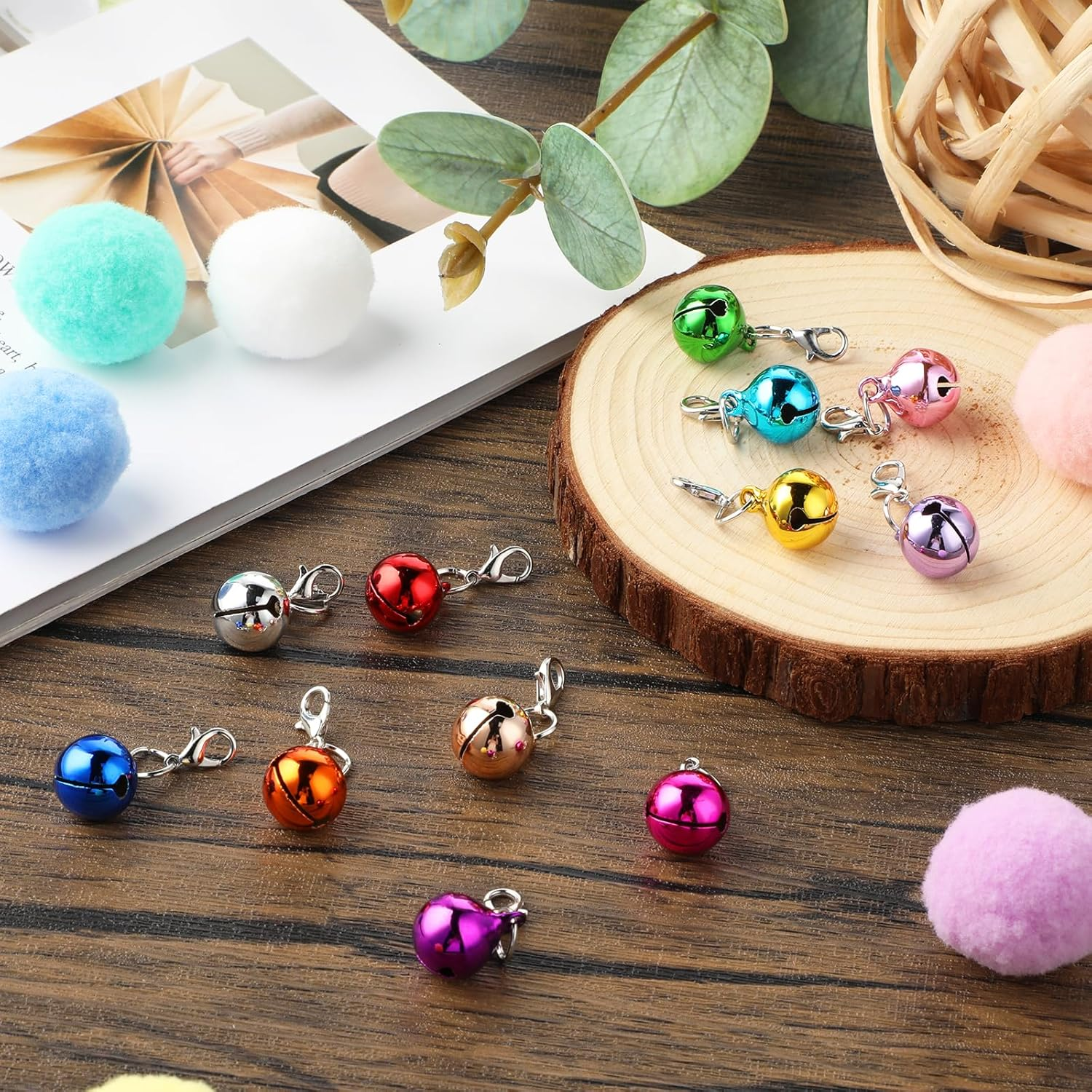 12 Pieces Cat Bell Dog Bell Dog Collar Charms Colorful Cat Collar Bell Loud Pet Collar Bells Charms Small Cat Collar Bells Charms with Clasps for Cat Dog Puppy Collers DIY Crafts Party Decorations, No image number 3