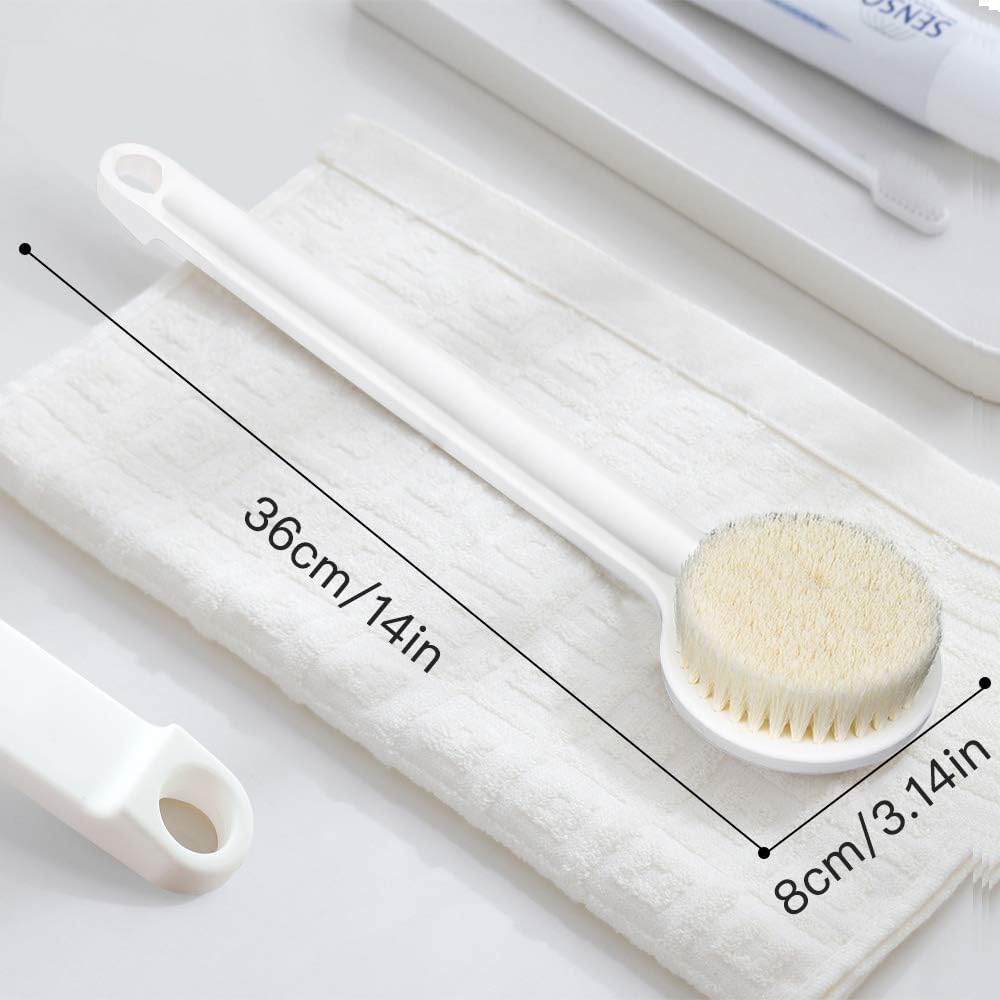 Body Brush Dry Brushing Shower Bath Brush Long Handle Gentle Back Skin Scrubber Exfoliate Massage Improve Blood Circulation Cellulite Treatment image number 5
