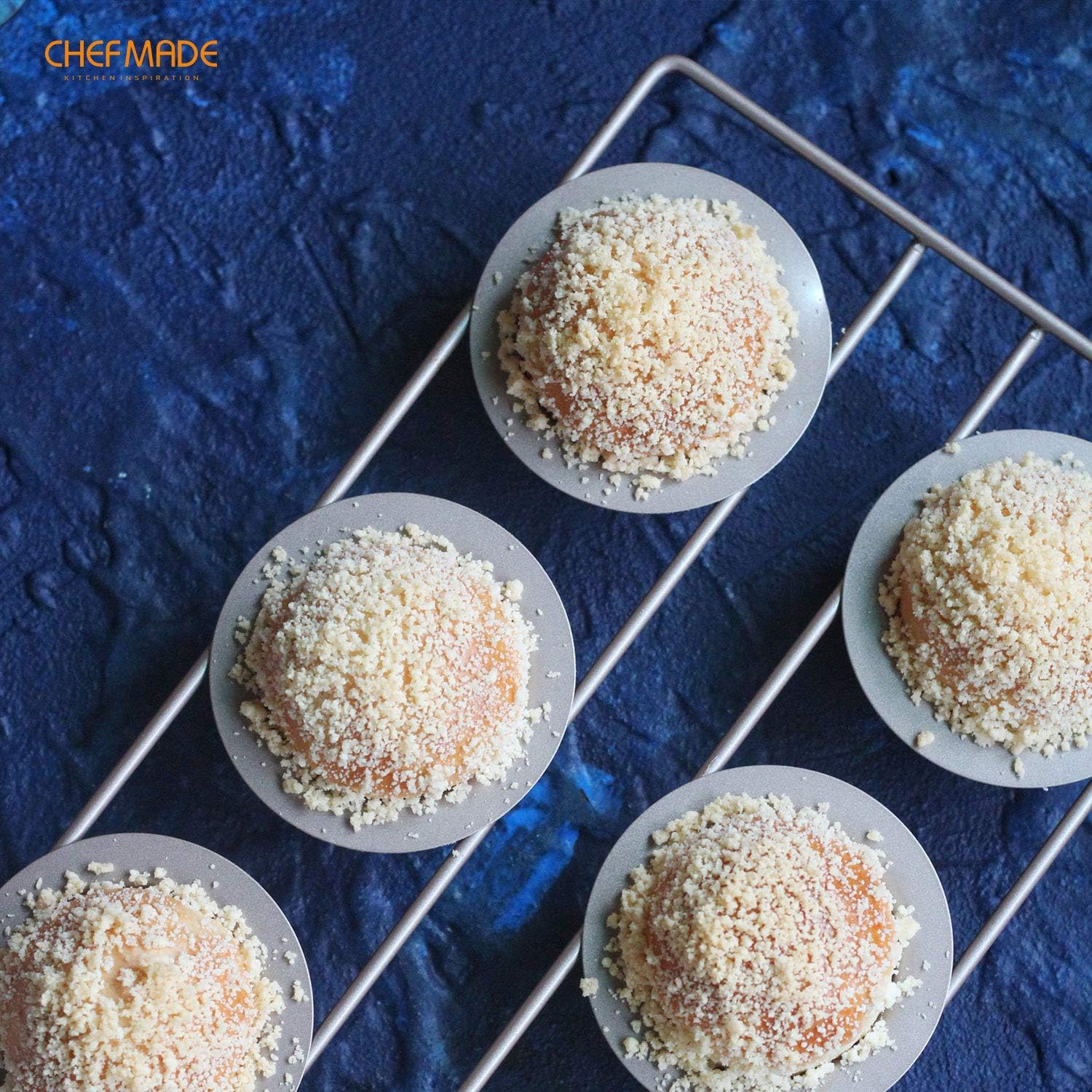 CHEFMADE Popover Cake Pan, 6-Cavity Non-Stick Yorkshire Muffin Cupcake Pan Bakeware for Oven Baking (Champagne Gold) image number 2