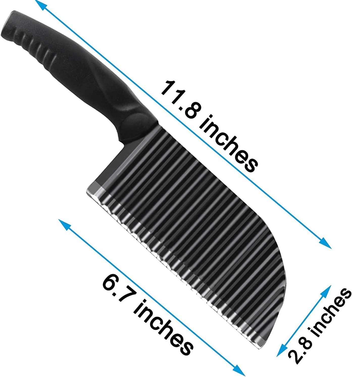 EZONEDEAL Potato Crinkle Cutter, Stainless Steel Waffle Fly Cutter with a Sturdy Julienne Peeler, Wavy Vegetable Slicer Kitchen Chopper Knife for Food Veggie Salad Carrots French Fries, Black image number 3