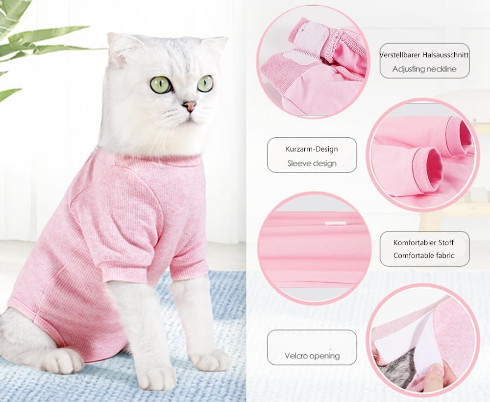 SUYUKU Cat Recovery Suit, anti Leak Kitten Bodysuit for Alternative Elizabethan Collar, Cats One-Piece Surgery Bodysuit, Warm Pyjamas, Clothing, Soft Comfortable Jumper (Blue, S) image number 6