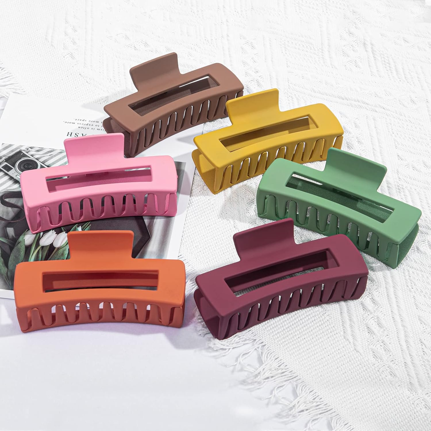 Vigorpace 12 Pack Large Hair Claw Clips for Women Thick Thin Long Hair, Square Hair Clips for Styling Accessories, Strong Hold Big Jaw Clips image number 1