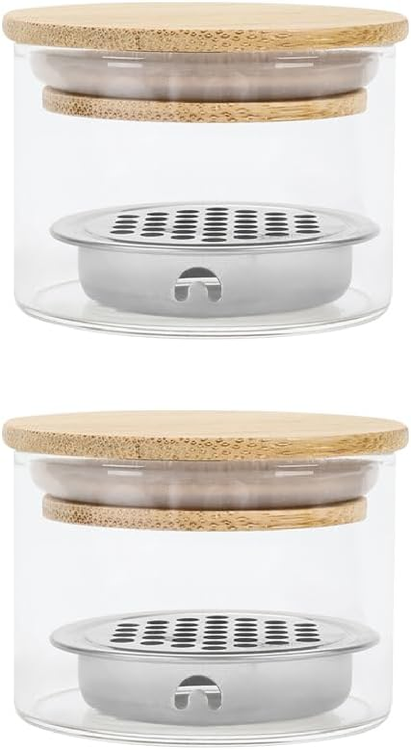 GSHLLO 2 Pcs Nail Brush Washing Cup Clear Nail Dappen Dish with Lid Glass Nail Brush Clean Cup Nail Powder Clean Jar Nail Art Liquid Dish image number 4