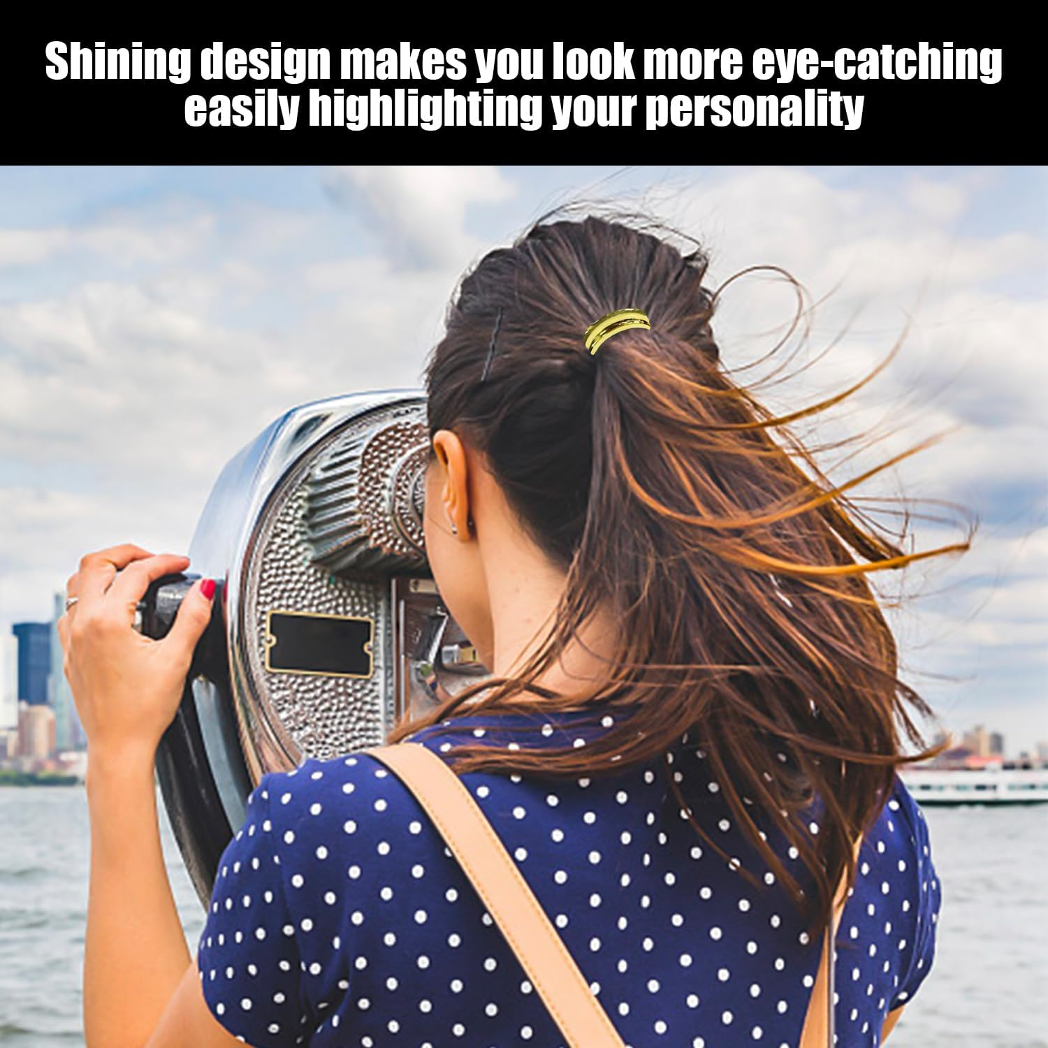 Pack of 2 Shiny Hair Rope, Elastic Oval Hair Rope, Vintage Metal Hair Rope, Glitter Ponytail Hair Rope, Elegant Women'S Hair Rope, Fashionable Hair Rope image number 3