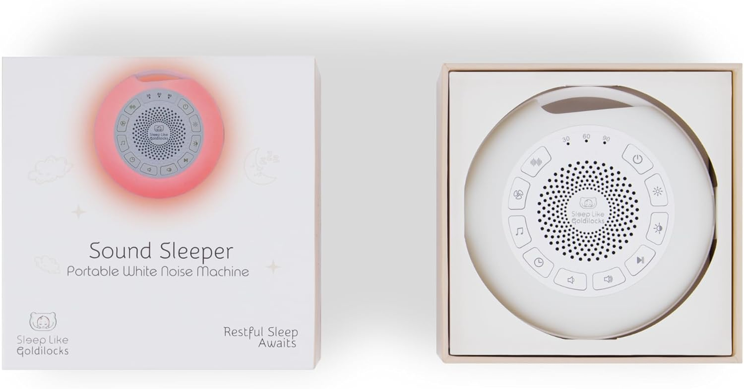 Sleep like Goldilocks - Sound Sleeper | Baby White Noise Machine & Night Light | 26 Soothing Sounds, Dimmable LED Light, 8 Colours Including Red Light, USB Rechargeable - up to 50 Hours Battery Life and More | Portable & Travel-Friendly image number 2