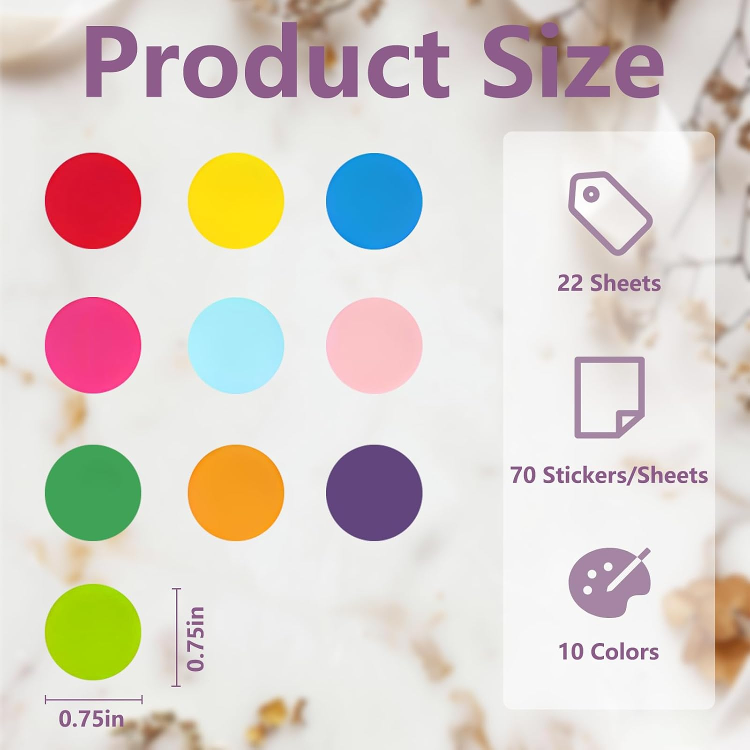 Hianjoo 1540 Pcs Colorful Dot Stickers, 22 Sheets round Coding Labels 19Mm Circle Sticker Label 10 Colors Sale Price Stickers for Library Box Tags Tracker Journal Yard Sale Art Envelopes Scrapbook