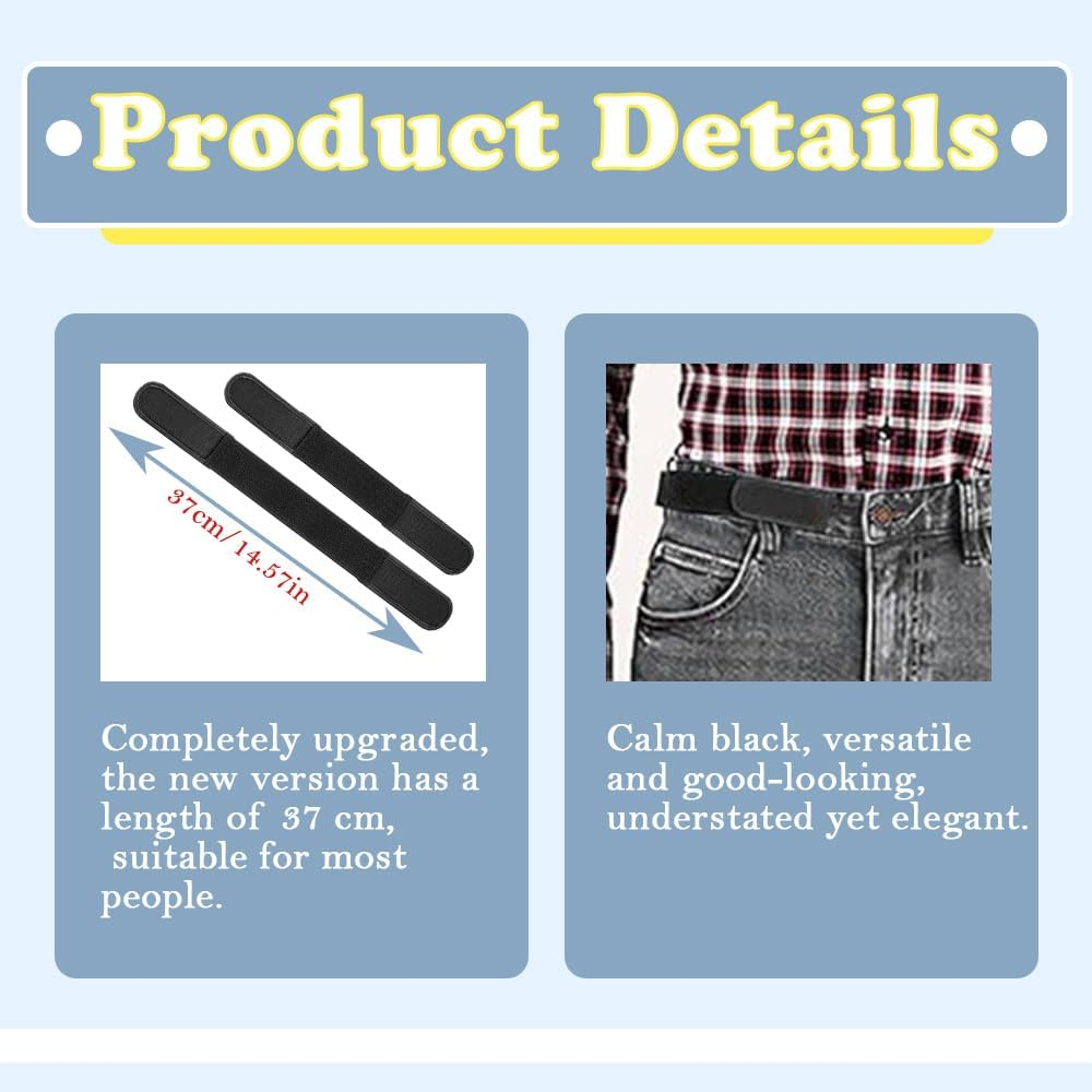 Yeshliky Elastic No Buckle Belts for Men, Velcro Lazy Adjustable Invisible Side Belts, Convenient Waist Buckless Belt for Walking Work Home Sport image number 3