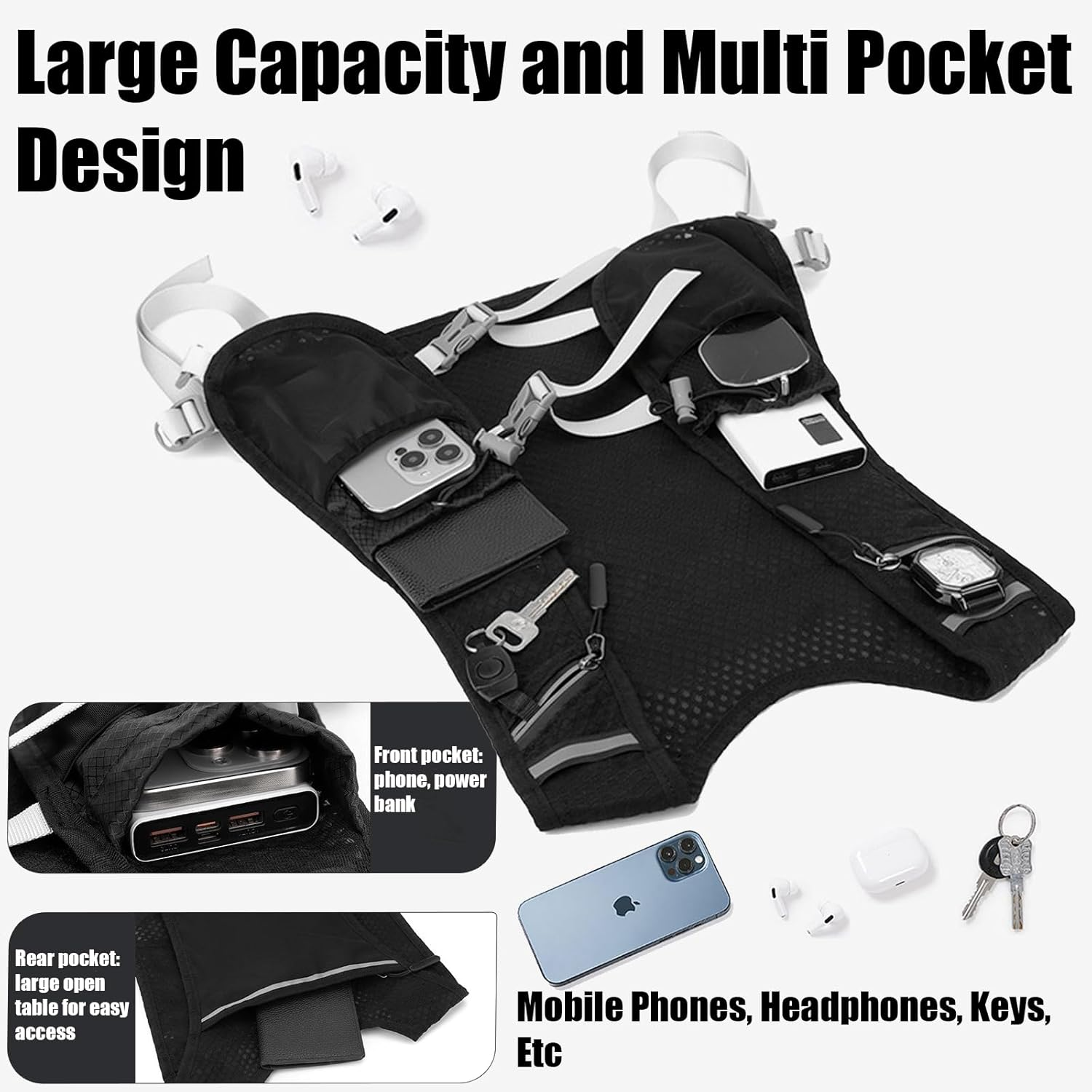 Running Vest, Running Backpacks Lightweight with 2L Water Bladder, Running Hydration Vest Hydration Backpack for Men & Women Trail Running, Cycling, Hiking & Marathons image number 4