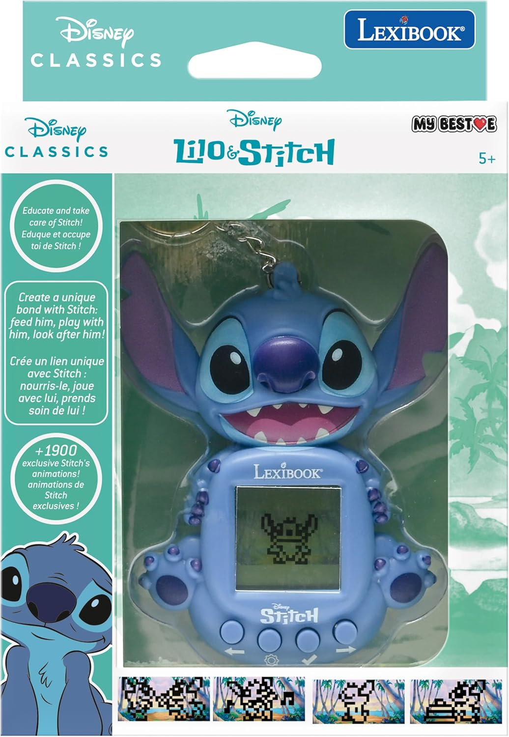 Lexibook, Disney Stitch, My Best-E, Portable Games Console, Interactive and Educational Companion for Children, 8 Game Categories, Coloured Screen, Blue, JLMB10D image number 2