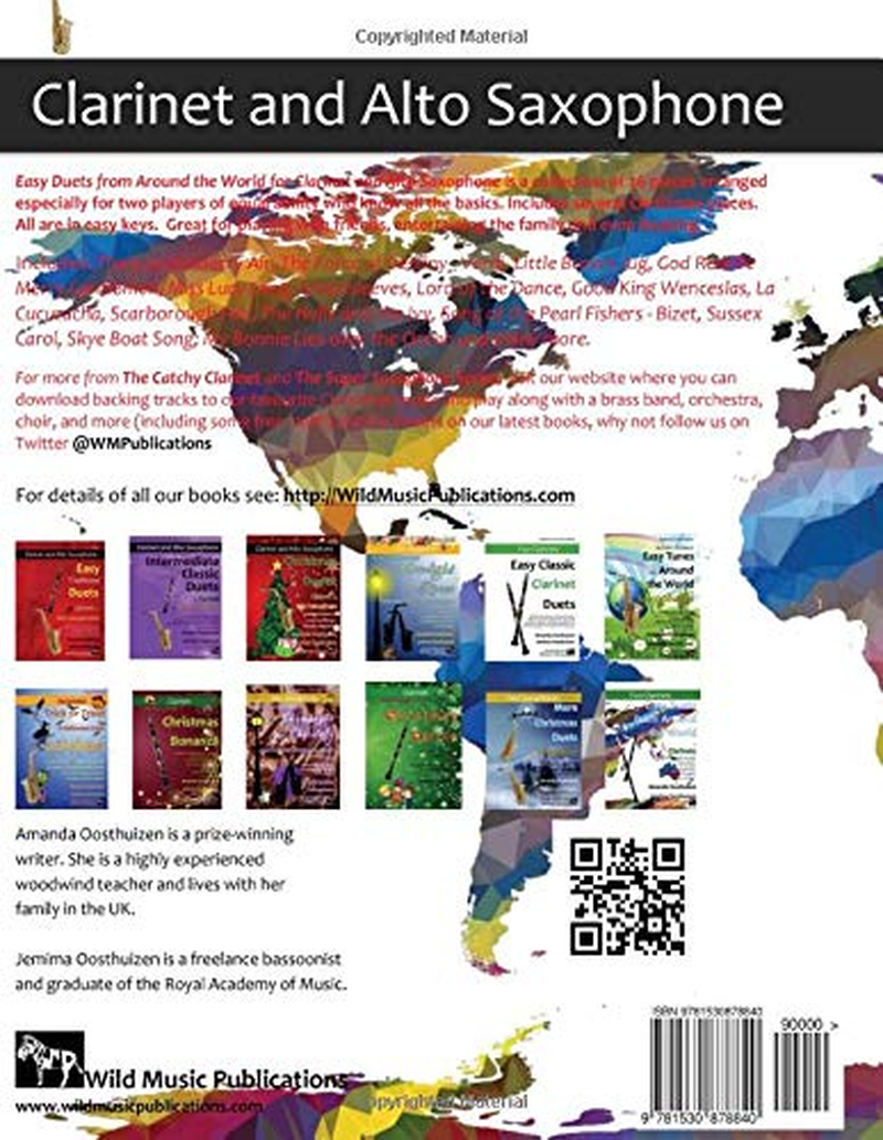 Easy Duets from around the World for Clarinet and Alto Saxophone: 26 Pieces Arranged for Two Equal Players Who Know All the Basics. Includes Several Christmas Pieces. All Are in Easy Keys. image number 1