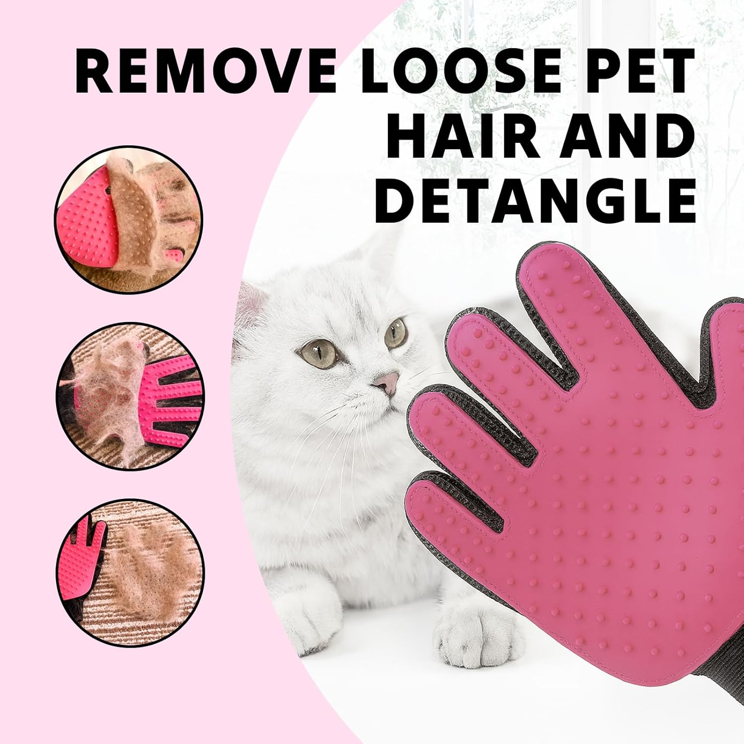 Pet Grooming Glove for Dogs, Cats, and Other Pets, Gentle Deshedding Brush Mitt with Enhanced Five Finger Design, Effective Hair Remover and Massage Tool for Long and Short Fur image number 1