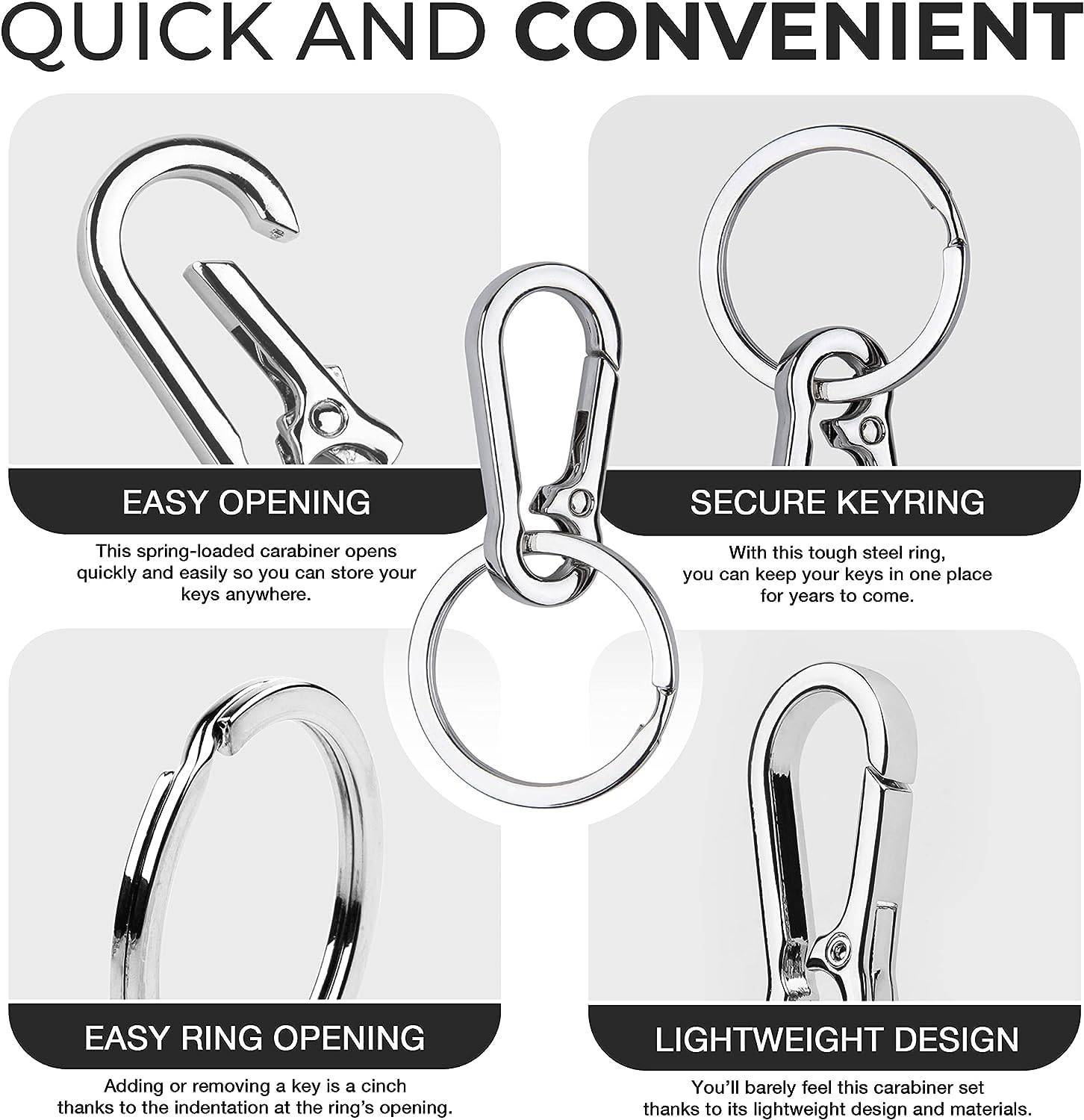 12 PCS Metal Keychain Carabiner Clip Keyring Key Ring Chain Clips Hook Holder Organizer for Car Keys Finder, Keychain Carabiner for Men and Women image number 6