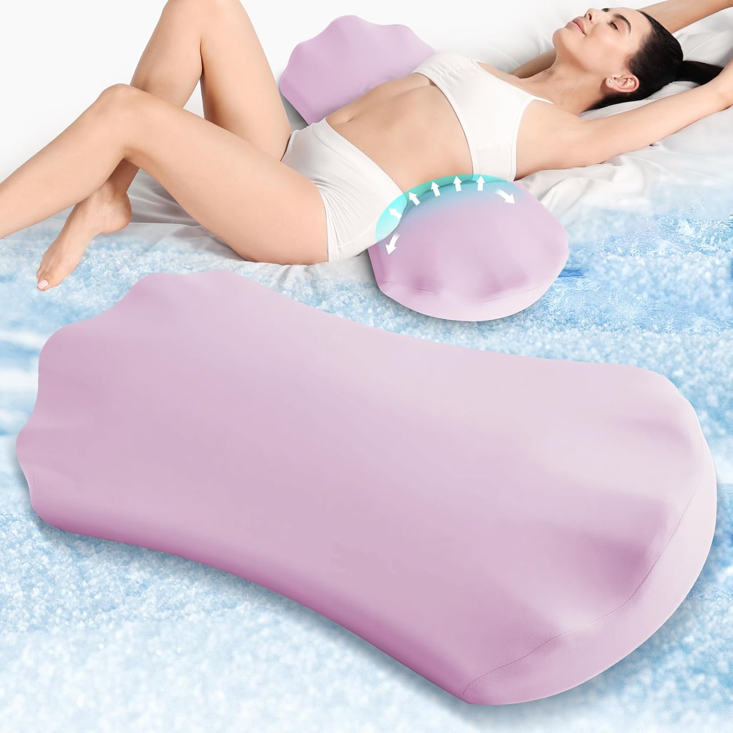 Lumbar Support Pillow for Sleeping &ndash; Memory Foam Lower Back Pillow for Bed for Back Pain Relief - Ergonomic Support for Side&Back Sleepers-Bed Rest Pillow for Car, Sofa with Breathable Washable Cover