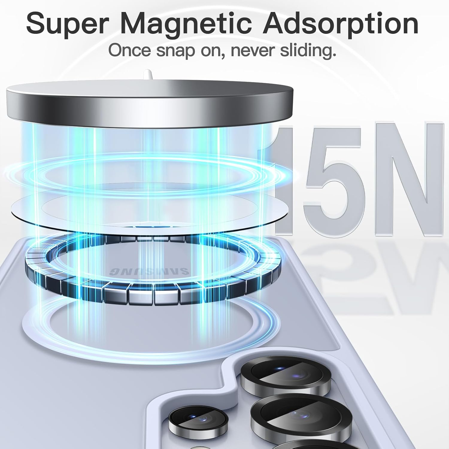 Jetech Magnetic Case for Samsung Galaxy S25 Ultra 5G, Compatible with Magsafe, Translucent Matte Back Shockproof Phone Cover (Titanium Silverblue) image number 3