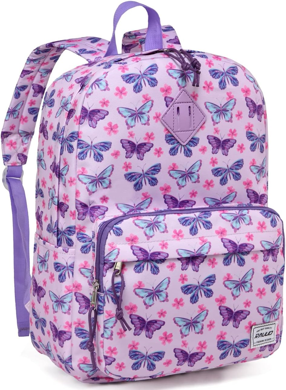 School Backpack for Boys Girls,Ravuo Lightweight Men Women Bookbag Casual Teens Schoolbagw Two Front Pockets for Study Travel