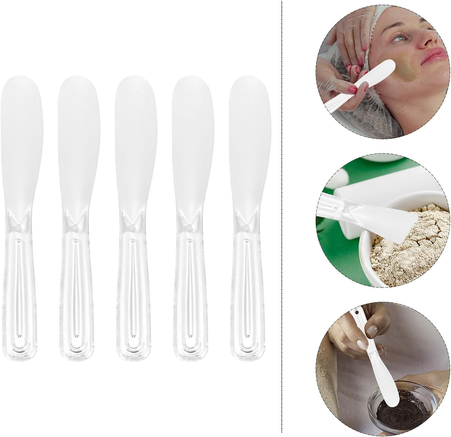 IDEANATEGRATE 5Pcs Silicone Face Mask Applicator Set 20.5Cm &ndash; Skincare Cream Scoop, Cosmetic Mixing Spatula Facial Beauty Spoon for DIY Mask, Eye Cream, and Moisturizer Application image number 6