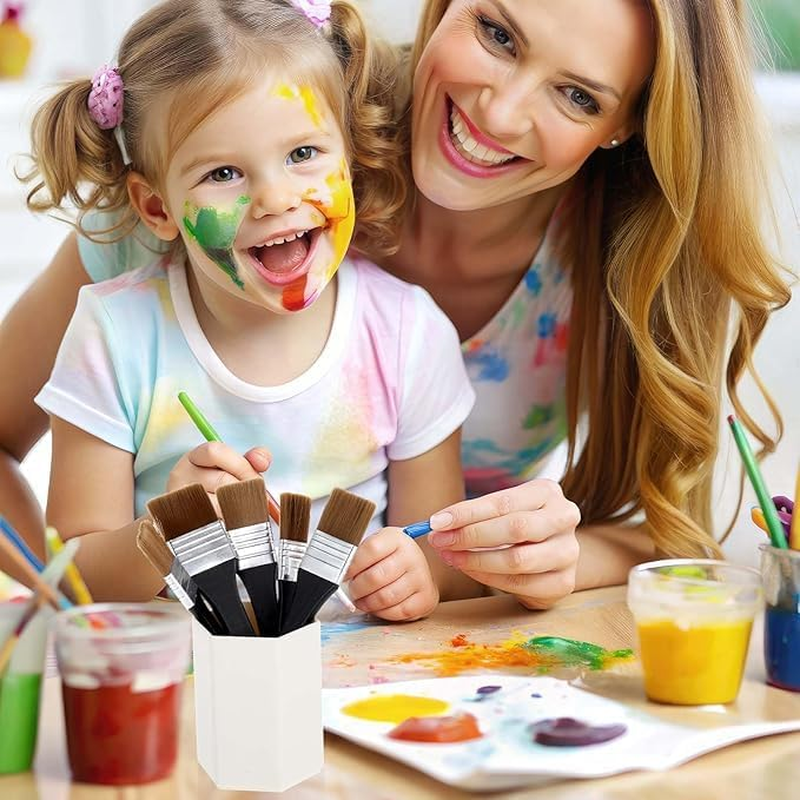 Large Flat Paint Brush Set, 3 Pieces Wide Flat Acrylic Paint Brushes Set, Nylon Bristles Brush for Acrylic, Oil and Watercolor Painting Brushes image number 1