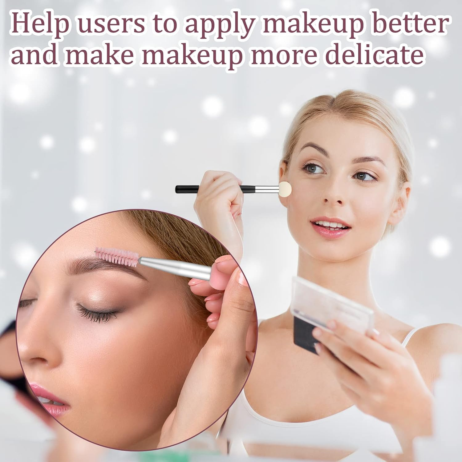 Skyley 10 Pcs Beauty Sponge Makeup Brush Set Sponge Applicator Concealer Brush Soft Head Makeup Brush Double Head Makeup Brush with Eyebrow Brush image number 5