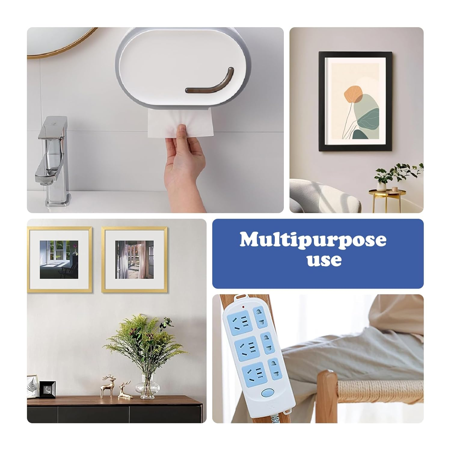 24 Pairs Picture Hanging Strips Heavy Duty, Poster Hanger, Removable Picture Hooks and Loop Tape Picture Hanger, Waterproof Adhesive Strips without Nails for Frame Hanging and Christmas Decorations image number 1